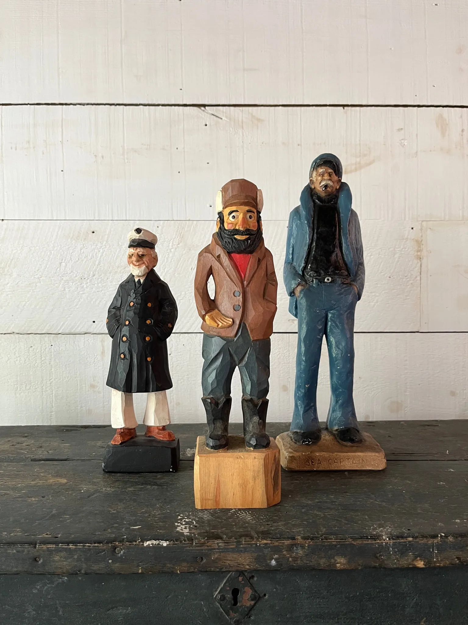 Vintage Wooden Sea Captain - Black Coat