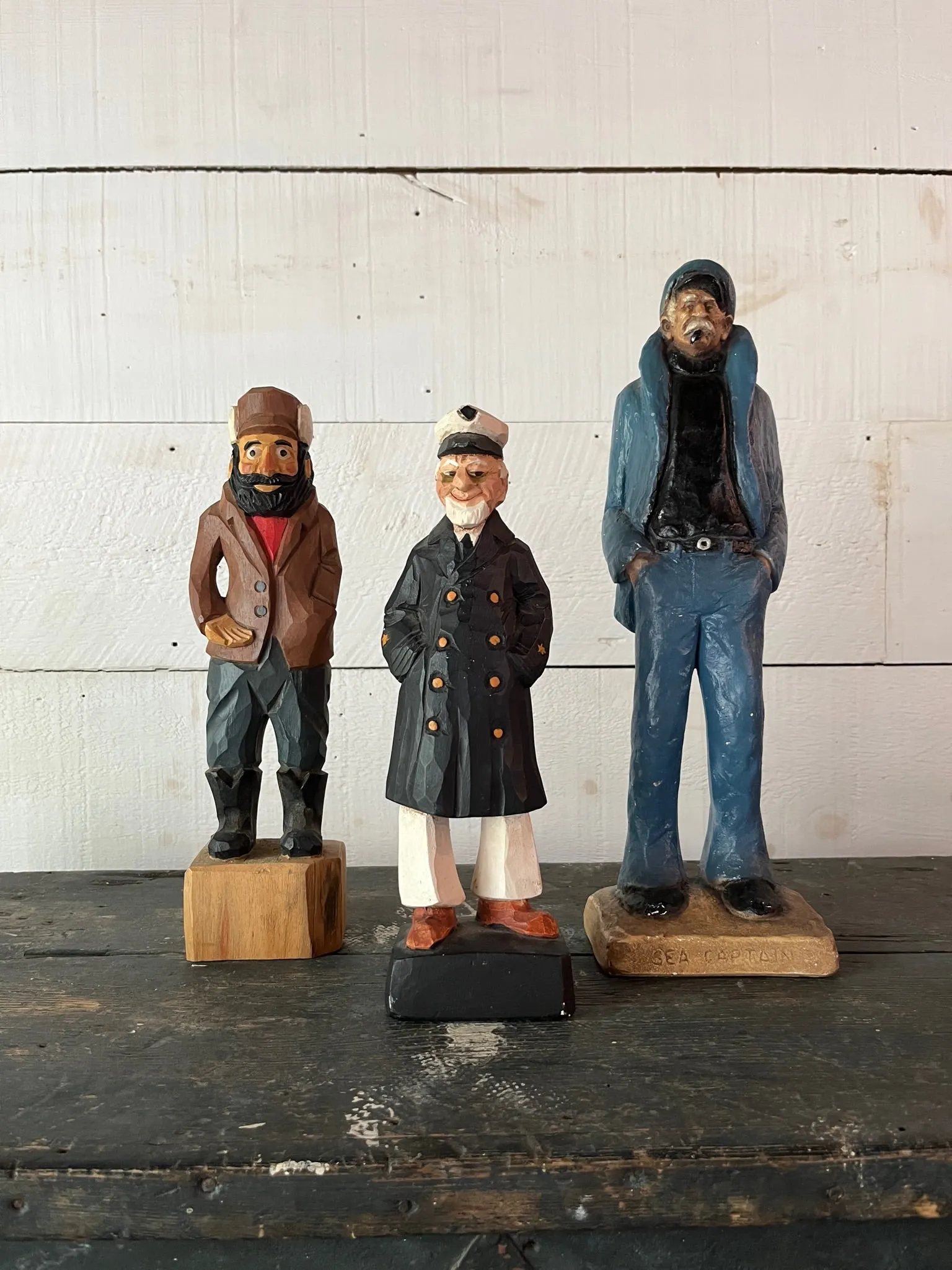 Vintage Wooden Sea Captain - Black Coat