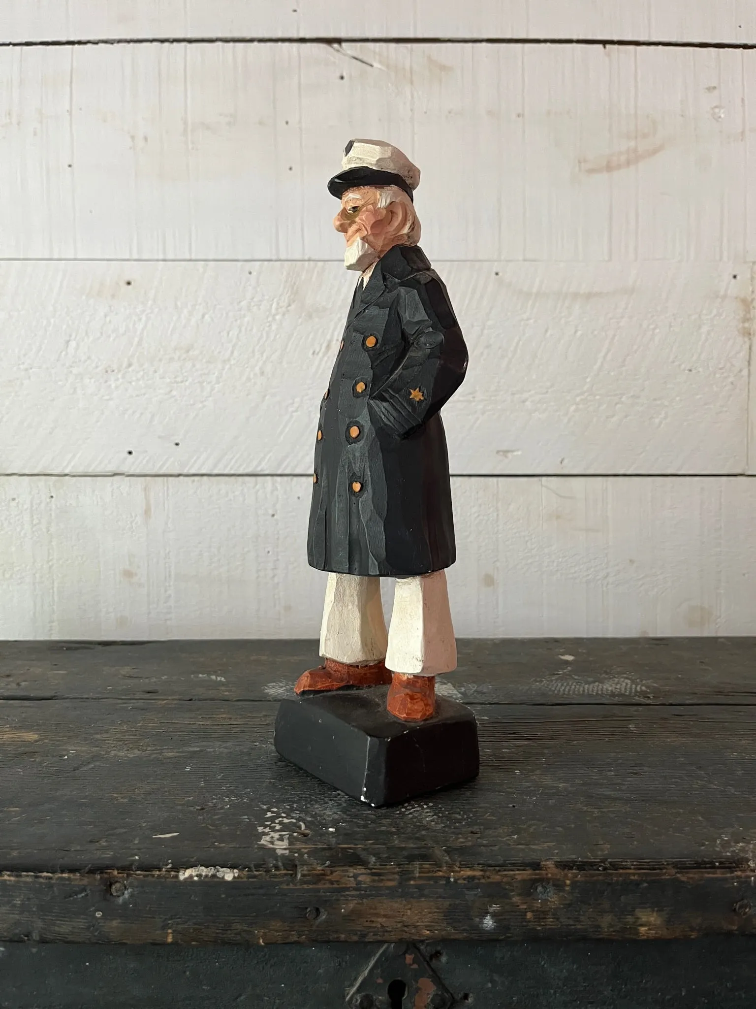 Vintage Wooden Sea Captain - Black Coat