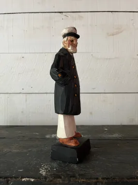 Vintage Wooden Sea Captain - Black Coat