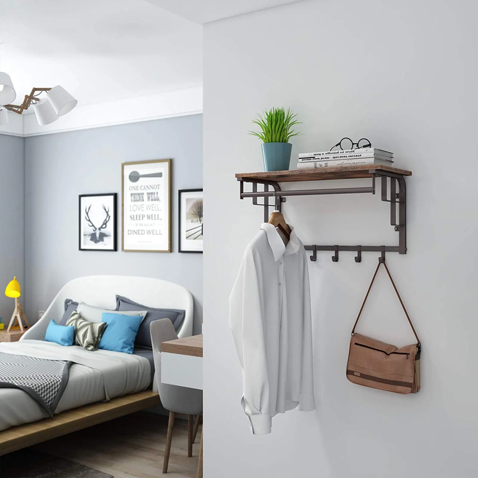 Wall-mounted Coat Rack with Hooks