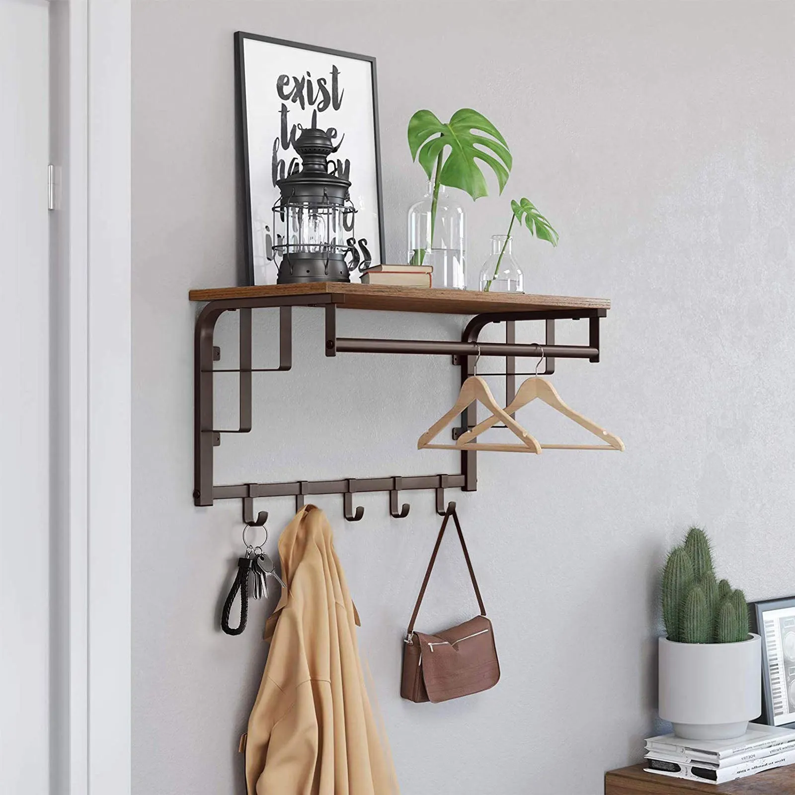 Wall-mounted Coat Rack with Hooks