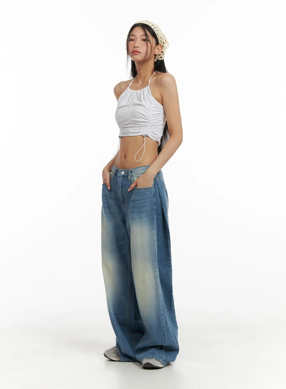 Washed Wide Leg Jeans CA423