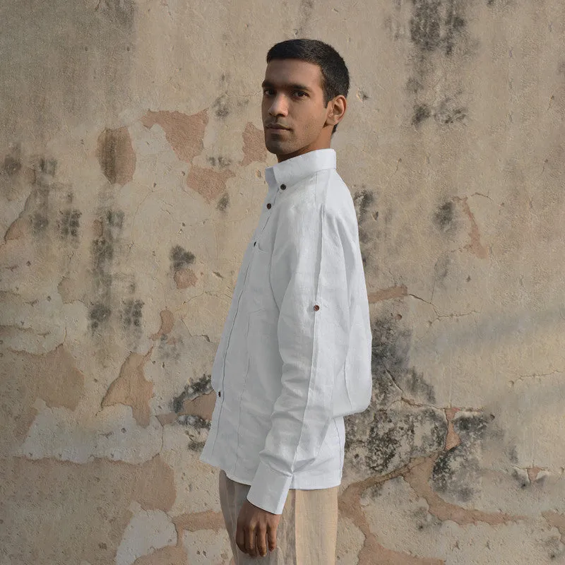 White Linen Shirt for Men | Full Sleeves