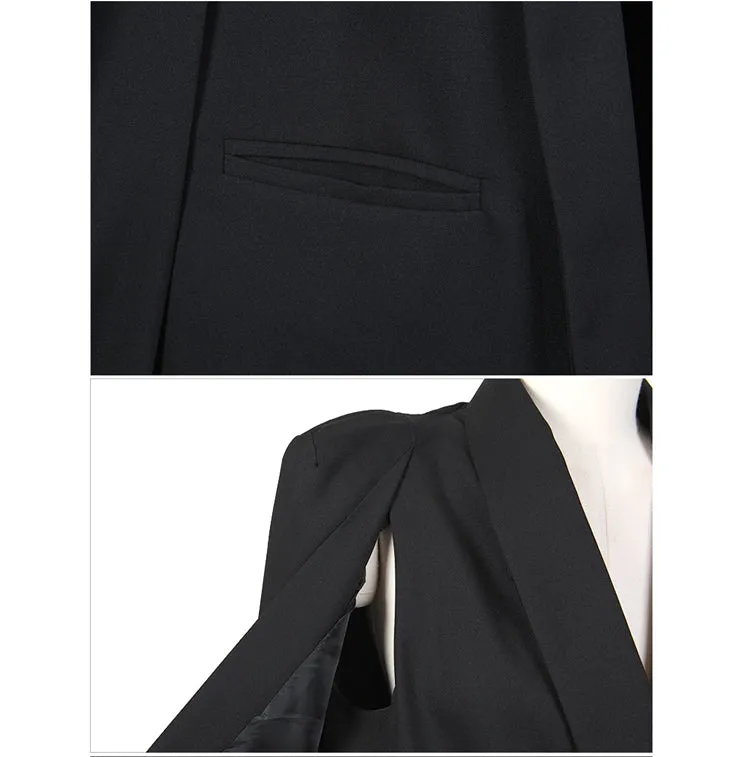 Wjczt Shawl Collar Split Sleeve Cloak Blazer Cape New Women&#39;s Spring Solid Color OL Suit Jacket Coat Black White