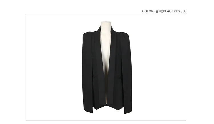 Wjczt Shawl Collar Split Sleeve Cloak Blazer Cape New Women&#39;s Spring Solid Color OL Suit Jacket Coat Black White