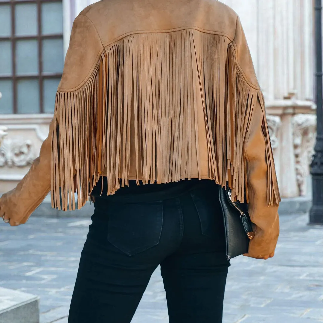 woman's Suede fringe  Leather jacket fringe