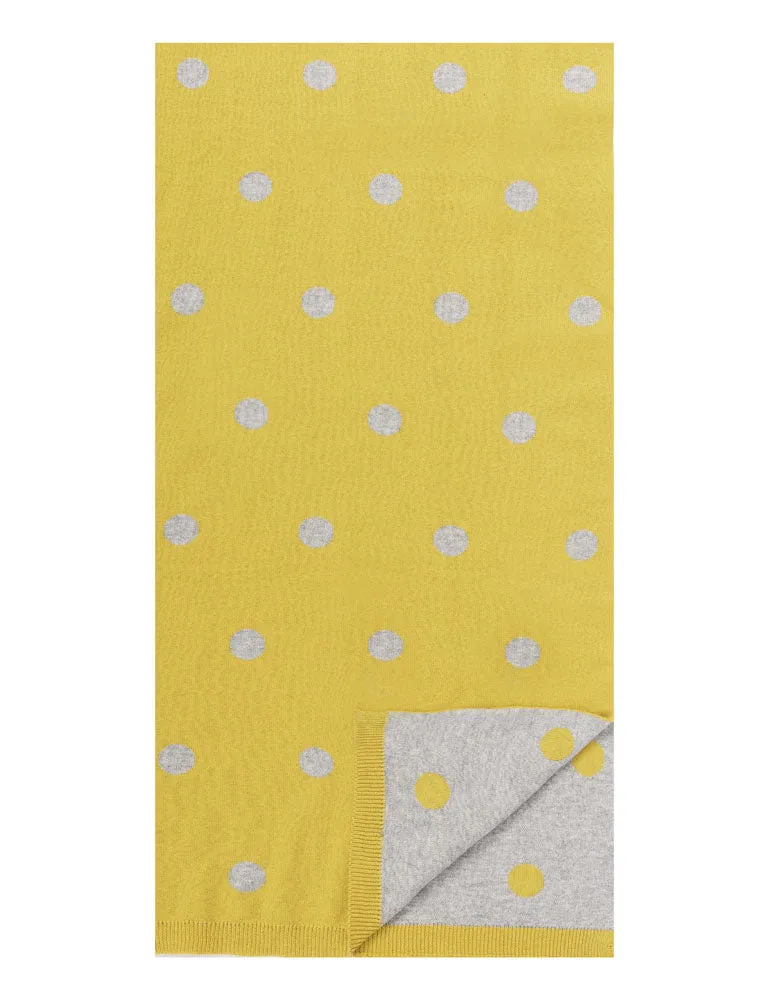 Women's 100% Cotton Reversible Double Knit Polka Dot Scarf - Mustard/Heather Grey