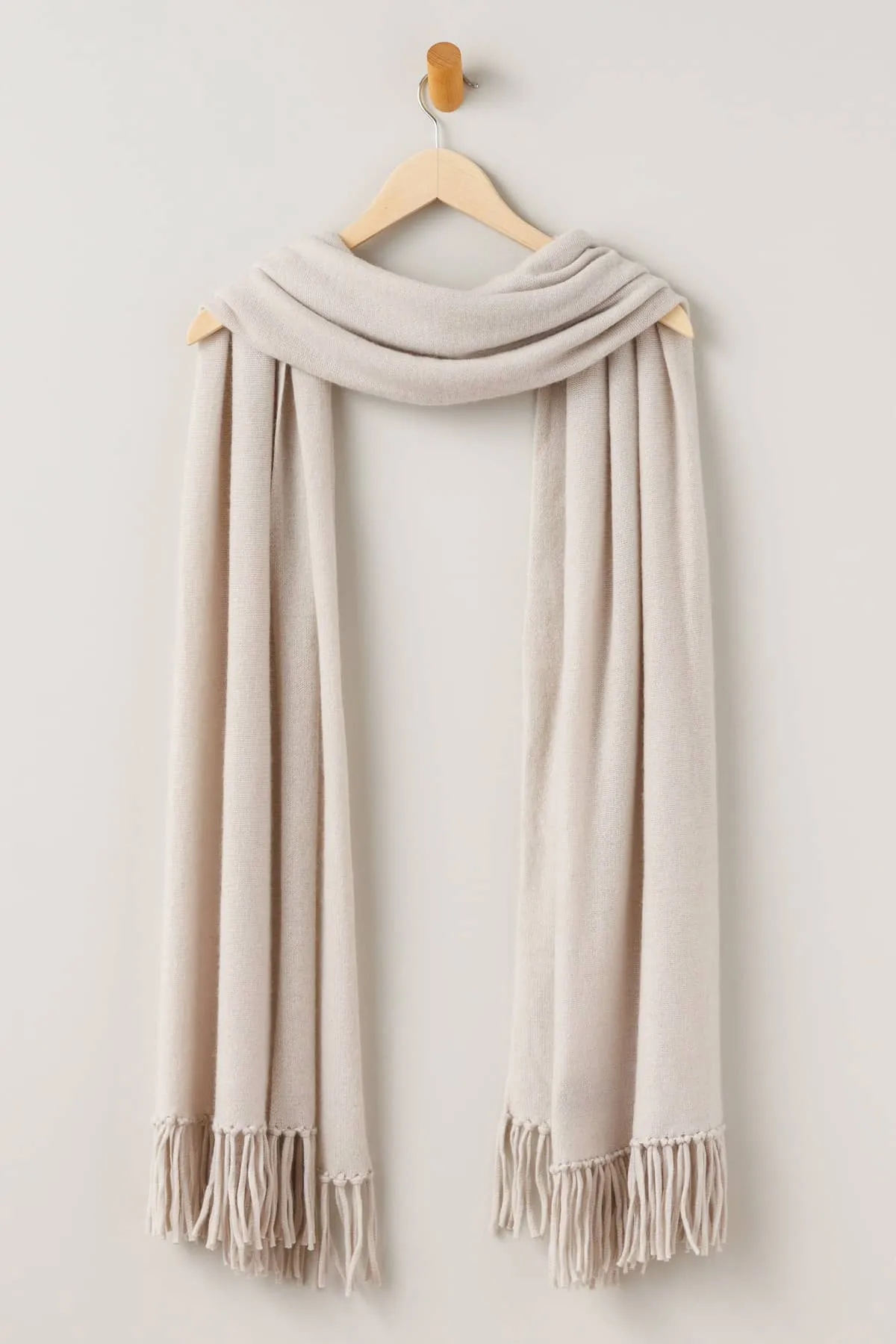 Women's 100% Pure Cashmere Knit Shawl Wrap with Fringe and Gift Box