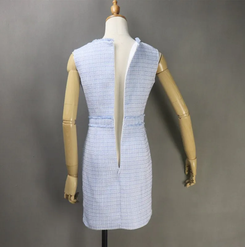 Women's CUSTOM MADE Tweed Blue Coat Cape   Dress/ Skirt/ Trousers(10% Discount)