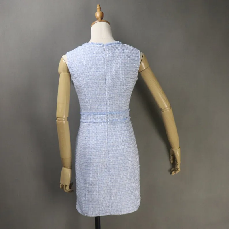 Women's CUSTOM MADE Tweed Blue Coat Cape   Dress/ Skirt/ Trousers(10% Discount)