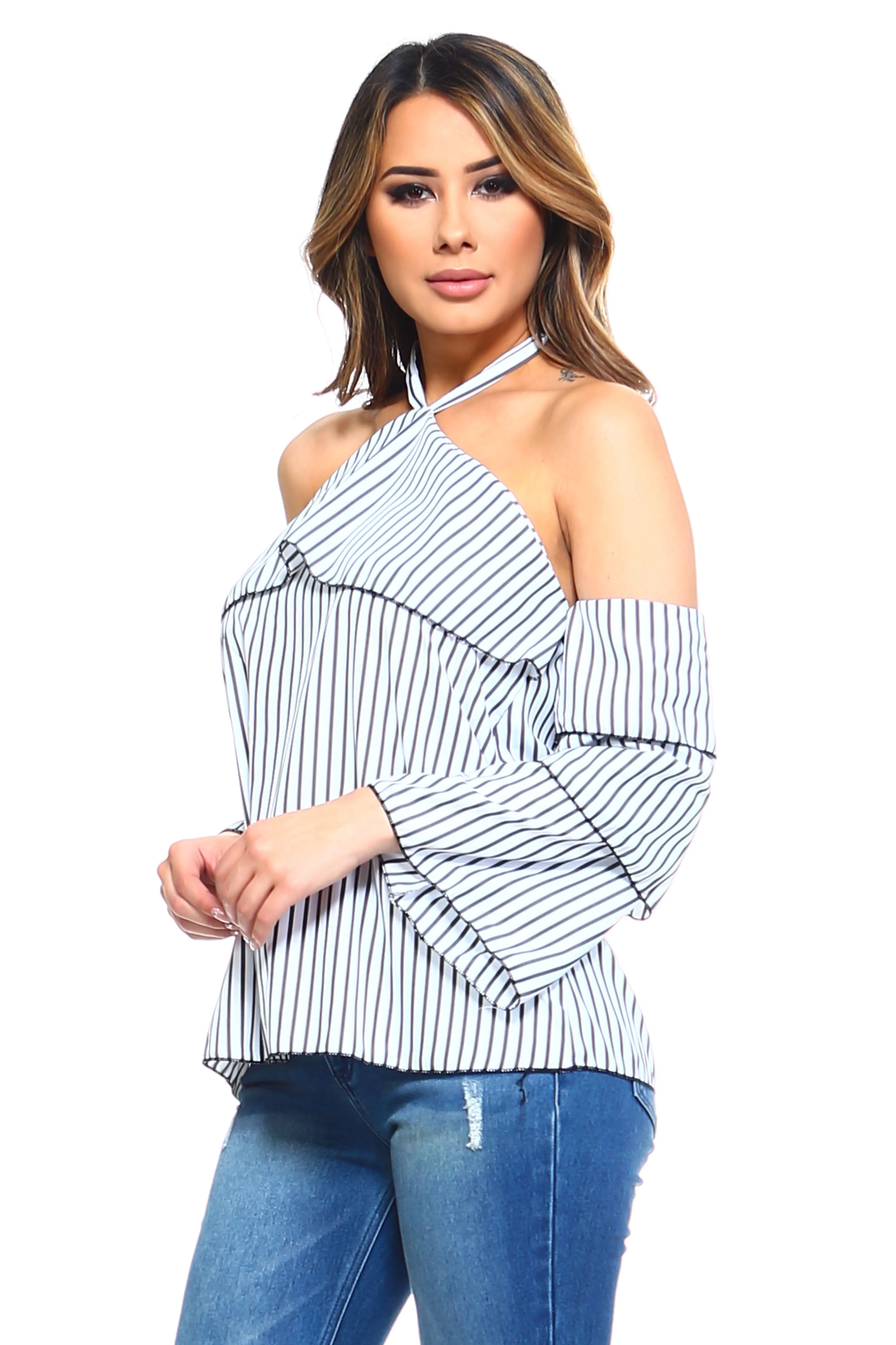 Women's Stripe Layer Halter Top