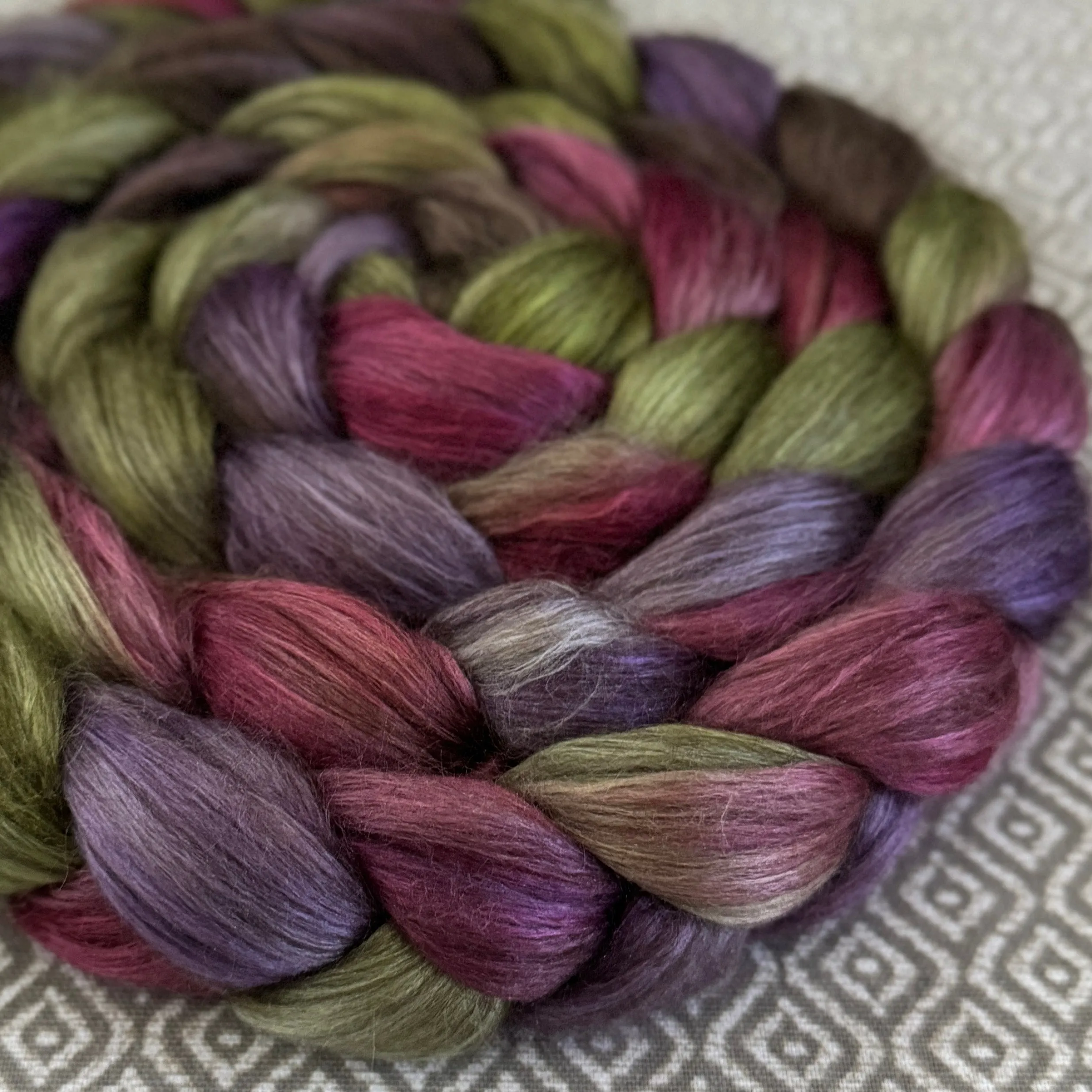 Yak Silk Roving - OOAK - Forest Flower