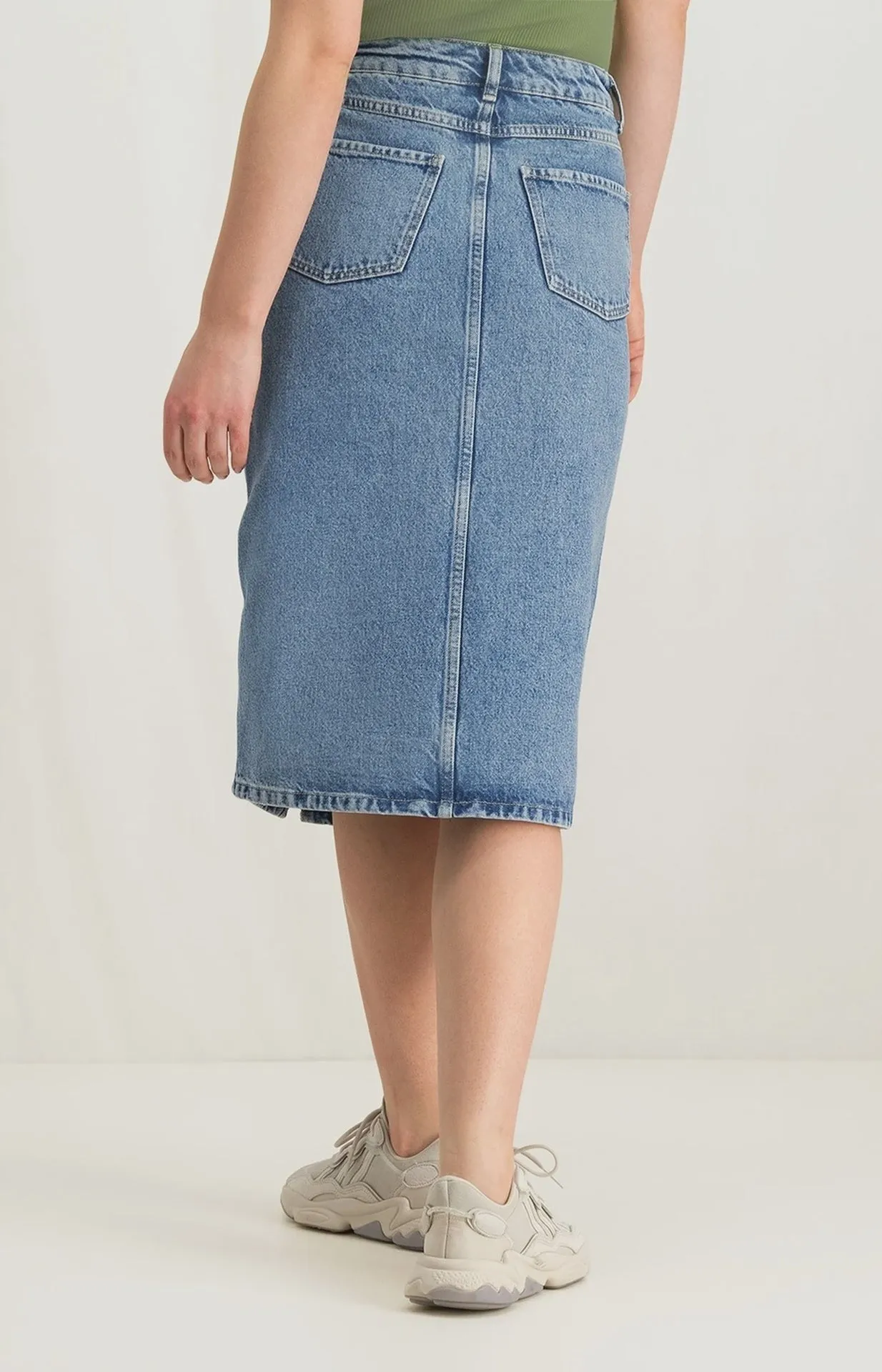 Yaya Denim Midi Skirt with Buttons